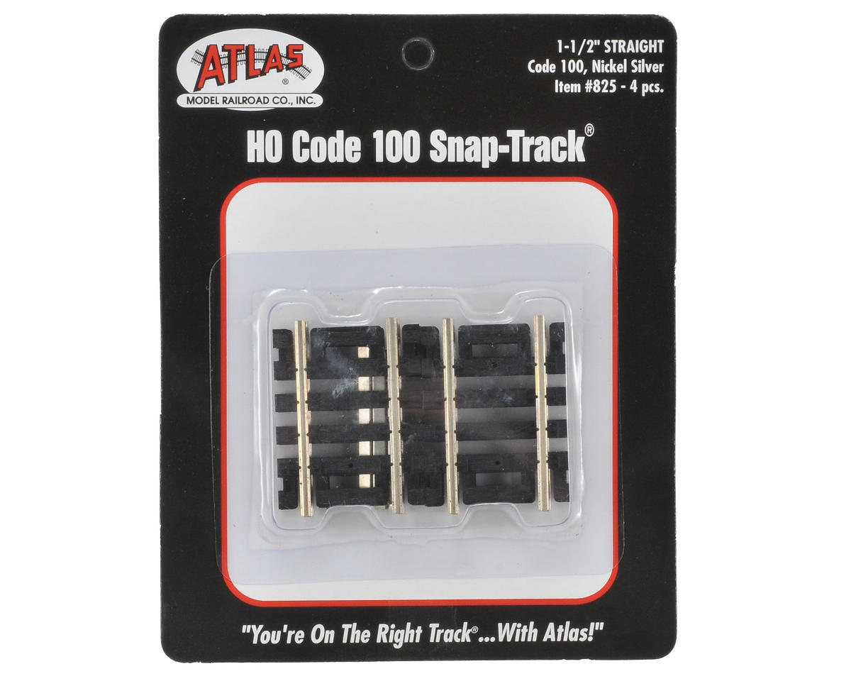 Atlas Straight Snap-Track(R) Nickel-Silver Rail -- 1-1/2" 3.8cm (Black Ties) pkg(4) - ATL825