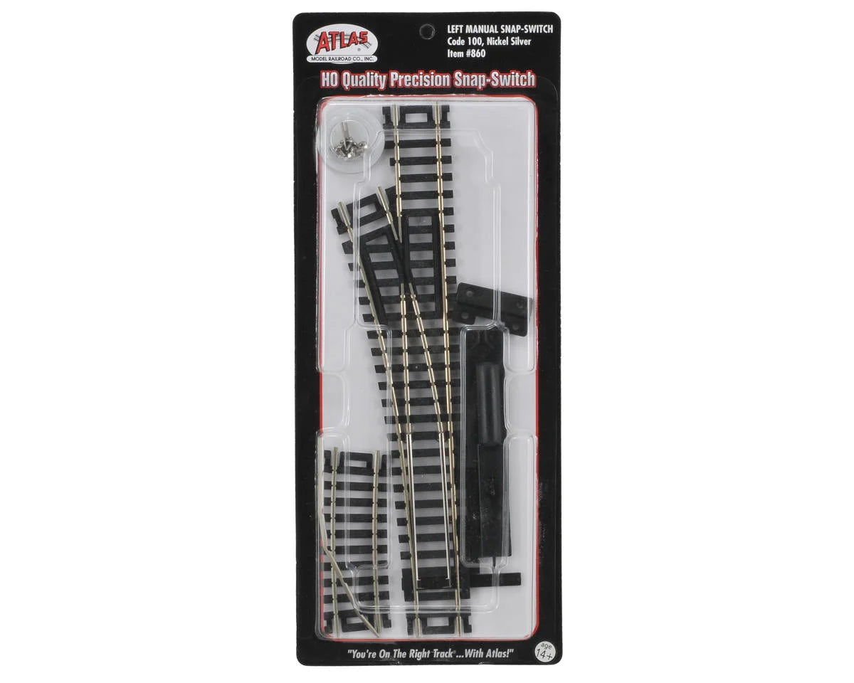 Atlas Code 100 Snap-Switch Manual Turnout - Nickel Silver Rail -- Left Hand - ATL860