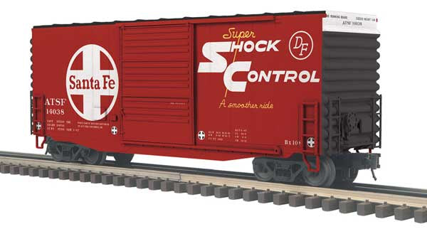 Atlas O 40' Hy-Cube Boxcar - 3-Rail - Ready to Run - Trainman(TM) -- Santa Fe (red, black, white, Large Logo) #14038