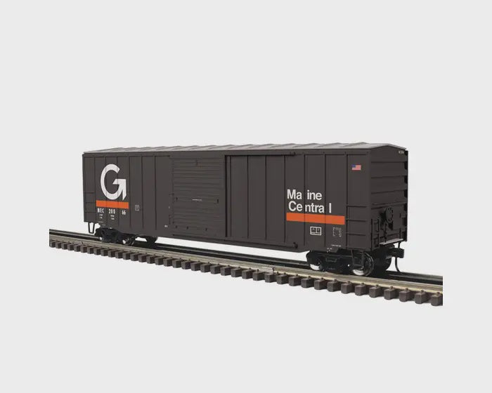 Atlas O ACF 50'6" Boxcar - 3-Rail - Ready to Run - Trainman(R) -- Guilford MEC (gray, orange, white) #20066
