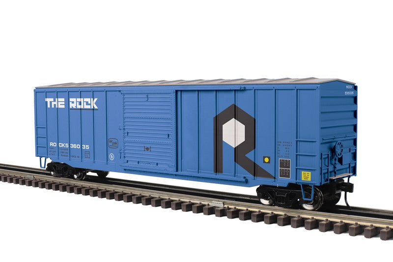 Atlas O ACF 50'6" Boxcar - 3-Rail - Ready to Run - Trainman(R) -- Rock Island (blue, black, white) #536035