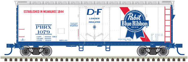 Atlas O Atlas O 40' Plug-Door Boxcar - 3-Rail - Ready to Run -- Pabst Blue Ribbon (white, blue, red) #1027 - ATO20023111