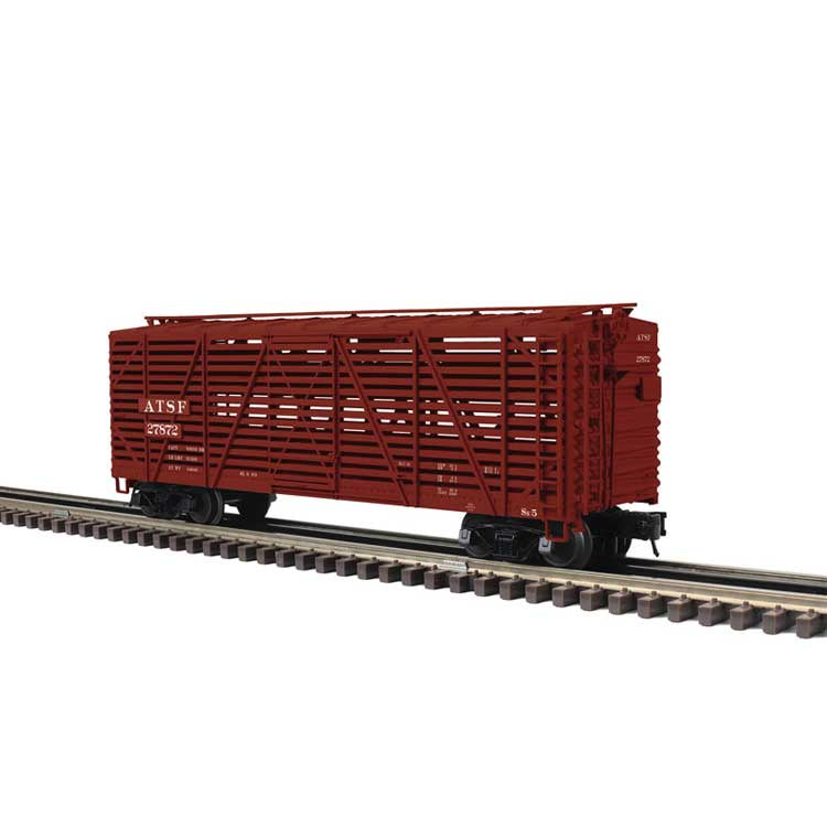 Atlas O 40' Steel Stock Car - 3-Rail - Ready to Run - Trainman(R) -- Santa Fe (Boxcar Red) #28117