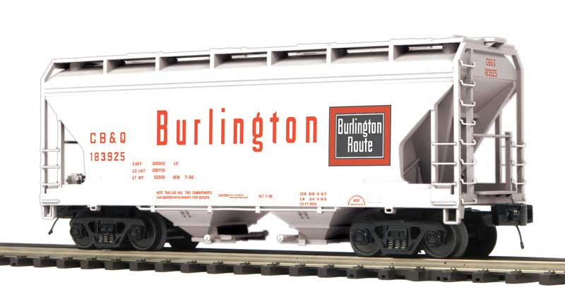 Atlas O 2-Bay Centerflow Covered Hopper - 3-Rail - Premier -- Chicago Burlington & Quincy (gray, black, red) #184158