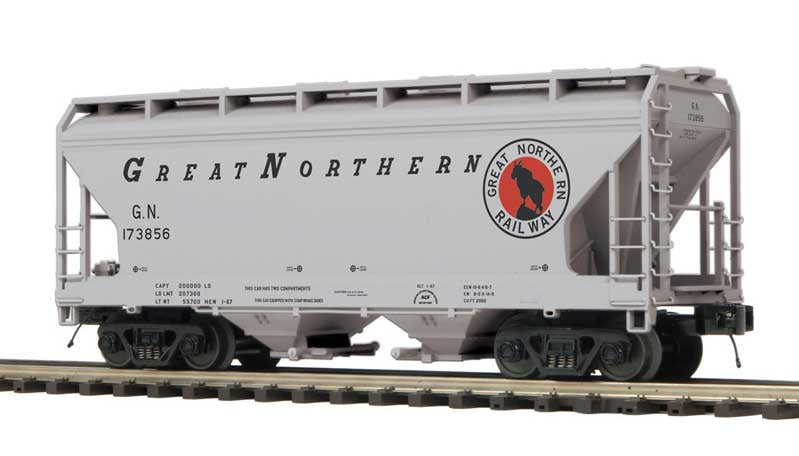 Atlas O 2-Bay Centerflow Covered Hopper - 3-Rail - Premier -- Great Northern (gray, black, red) #173938