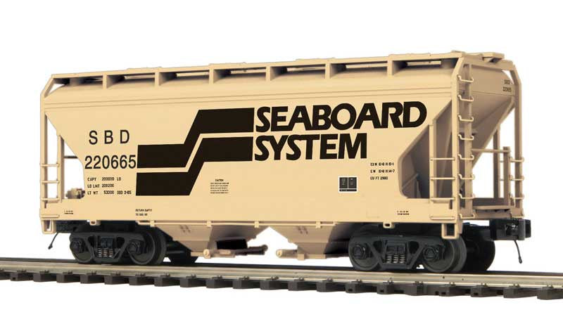 Atlas O 2-Bay Centerflow Covered Hopper - 3-Rail - Premier -- Seaboard System (beige, black) #220669