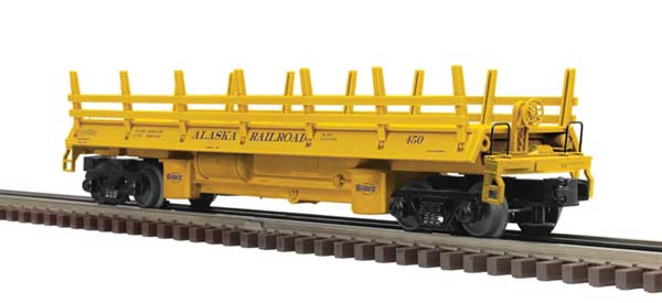Operating Log Dump Car with Load - 3-Rail - Premier -- Alaska (yellow, blue) #455