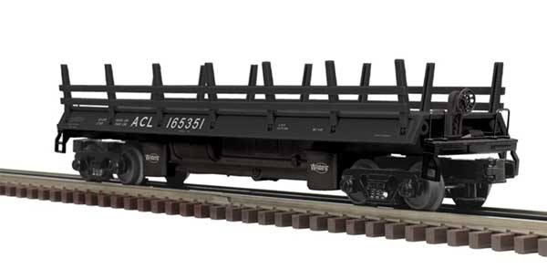 Operating Log Dump Car with Load - 3-Rail - Premier -- Atlantic Coast Line (black, white) #165353