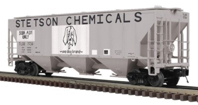 Pullman-Standard PS2-CD 4427 High-Side Covered Hopper - 3-Rail - Premier -- Stetson Chemicals TLDX (gray, black) #7734