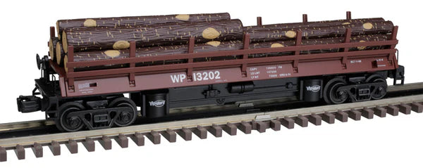 Operating Log Dump Car with Load - 3-Rail - Premier -- Western Pacific (red, white) #13207