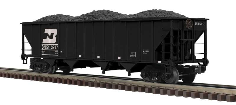 Atlas O 4-Bay Coal Hopper - 3-Rail - Ready to Run - Premier -- Burlington Northern (black, white) #513917