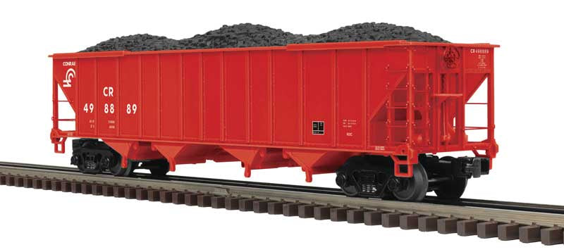 Atlas O 4-Bay Coal Hopper - 3-Rail - Ready to Run - Premier -- Conrail (Boxcar Red, white) #498458