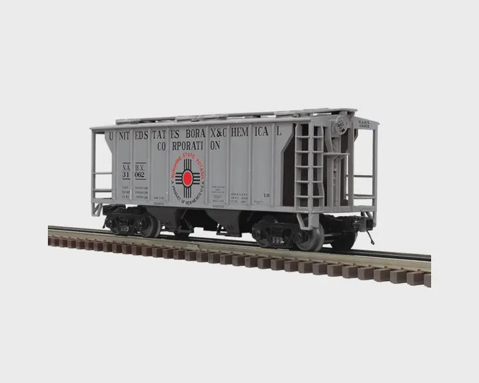 Atlas O PS-2 3-Bay Covered Hopper - 3-Rail - Ready to Run - Premier -- U.S. Borax (gray, black, red) #31062