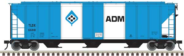 Atlas O PS-4427 Low-Side Covered Hopper - 3-Rail - Ready to Run - Master(R) -- ADM (blue, white) #6624 - ATO30013711