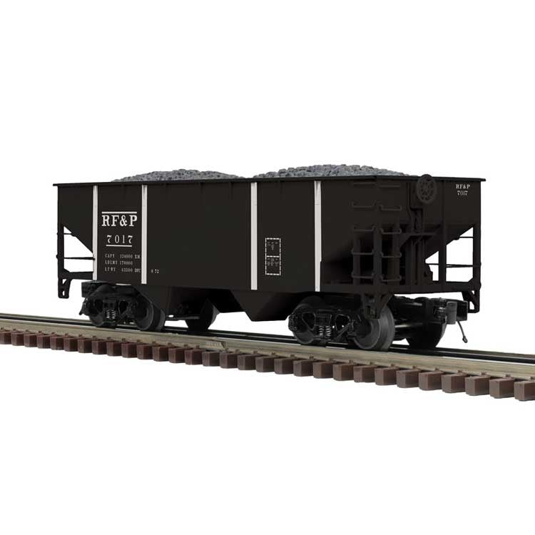 Atlas O Offset-Side 2-Bay Hopper - 3-Rail - Ready to Run - Premier -- Richmond, Fredericksburg & Potomac (black) #7047