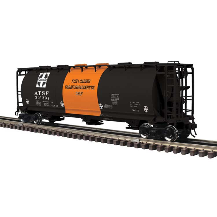 Atlas O 3-Bay Cylindrical Hopper - 3-Rail - Ready to Run - Master -- Santa Fe (black, orange) #301291