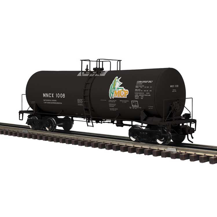 Atlas O 17,600-Gallon Corn Syrup Tank Car - 3-Rail - Ready to Run - Master(R) -- Minnesota Corn Processors (black, green, yellow) #1008