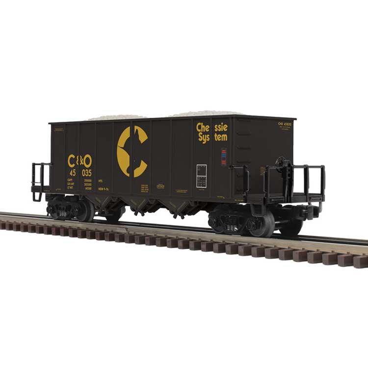 Ortner/Trinityrail Rapid Discharge Hopper - 3-Rail - Ready to Run - Premier -- Chessie System C&O (black, yellow, Large Logo) #45035