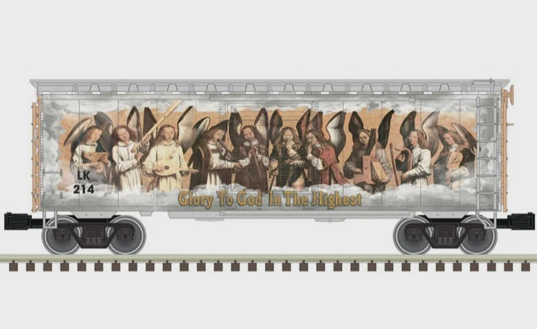 PS-1 40' Boxcar w/Lights - 3-Rail - Ready to Run -- 2023 Christmas Car #LK214 (gold theme)
