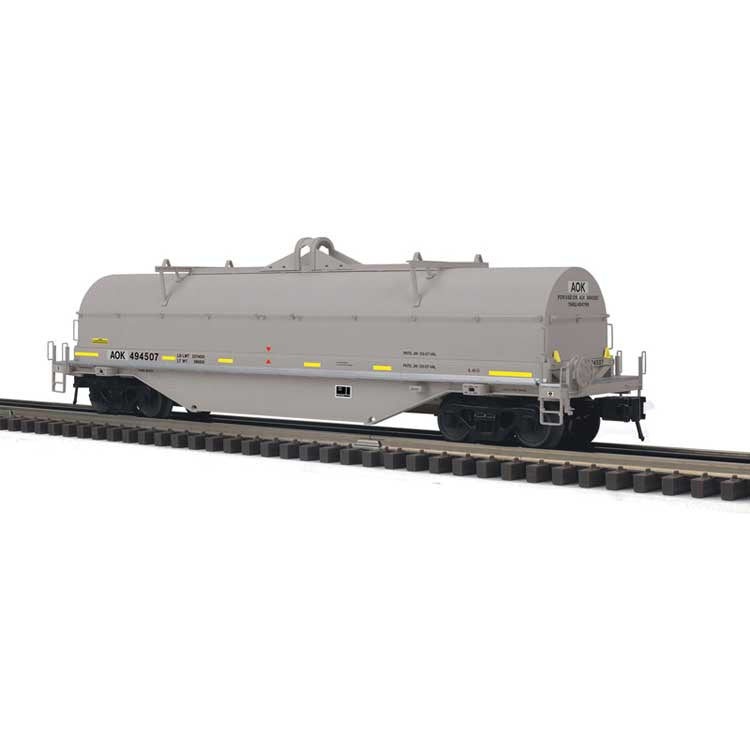Atlas O NSC 42' Coil Car w/Fishbelly Side Sill - 3-Rail - Ready to Run - Master(R) -- Arkansas-Oklahoma AOK (Ex-CSX, gray, yellow conspicuity marks) #494502