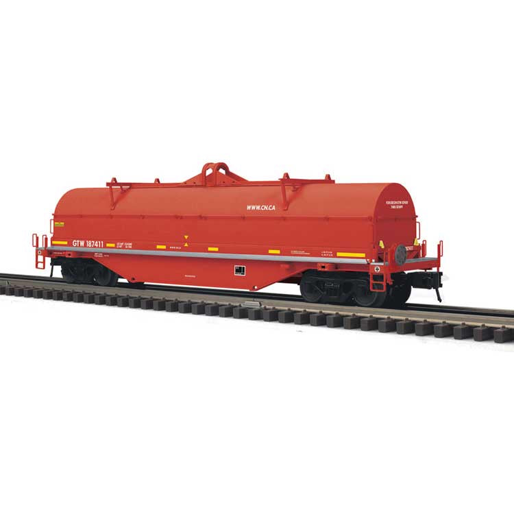 Atlas O NSC 42' Coil Car w/Fishbelly Side Sill - 3-Rail - Ready to Run - Master(R) -- Grand trunk Western (Boxcar Red, yellow conspicuity marks, CN Website) #187526