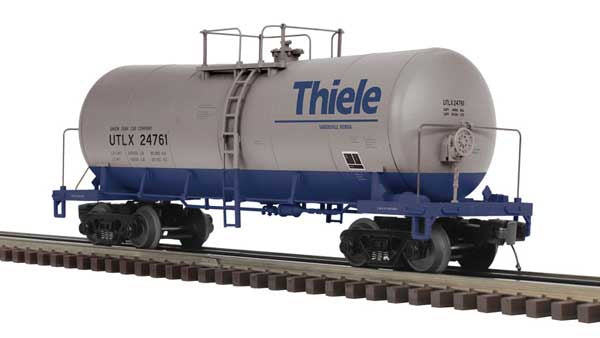 Atlas O Funnel-Flow Tank Car - 3-Rail - Ready to Run - Premier -- Thiele UTLX (gray, blue) #24761