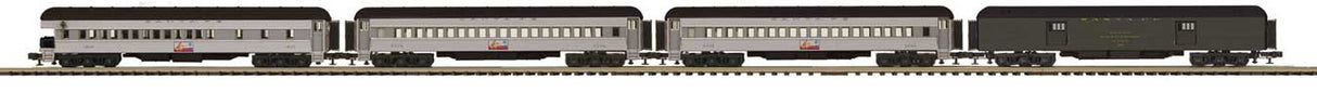 Atlas O Madison Heavyweight Baggage, 2 Coach, Observation Set - 3-Rail RTR -- Santa Fe #292 (green), 3038, 3064, 1512 (gray, black)