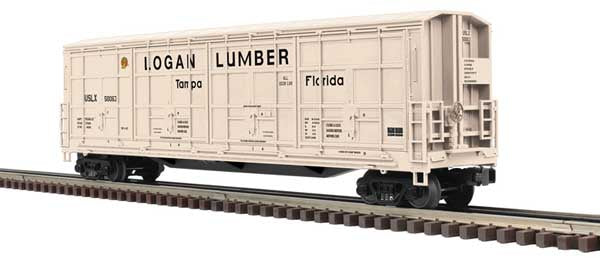 Atlas O Thrall 55' All-Door Boxcar - 3-Rail - Ready to Run - Premier(R) -- Logan Lumber (beige, black) #50068
