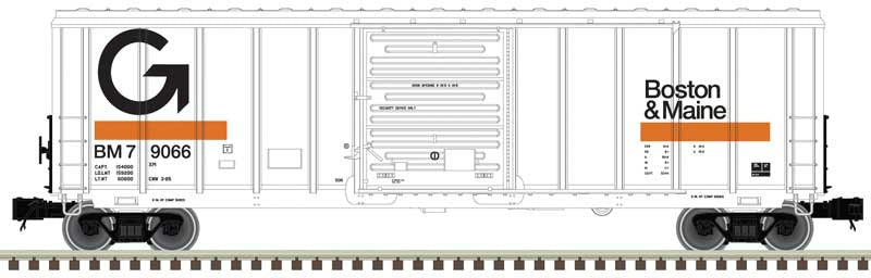 Atlas O PS-5344 Single-Door Boxcar - 3-Rail - Ready to Run -- Guilford B&M (white, black, orange) #79012