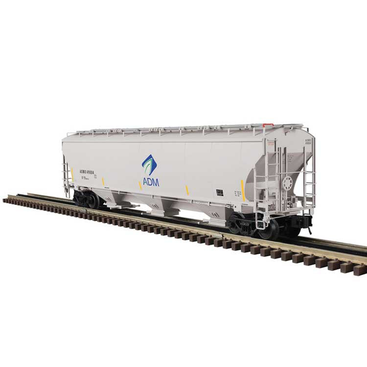 Atlas O Trinity 5161 Cubic Foot Covered Hopper - 3-Rail - Ready to Run - Master -- Archer Daniels Midland ADMX (gray, blue, Leaf Logo) #49004