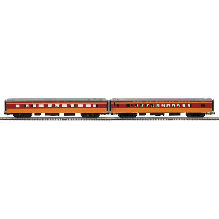 Atlas O 70' Streamlined Coach, Diner - 3-Rail - Ready to Run -- Milwaukee Road #491, 114 (orange, maroon)