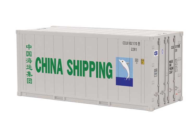 Atlas O 20' Refrigerated Container - Assembled -- China Shipping (white, green Dolphin Logo) #1022752 - ATO30022313