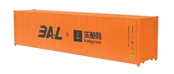Atlas O 40' High-Cube Container - Assembled -- BAL (orange, black) #6689430