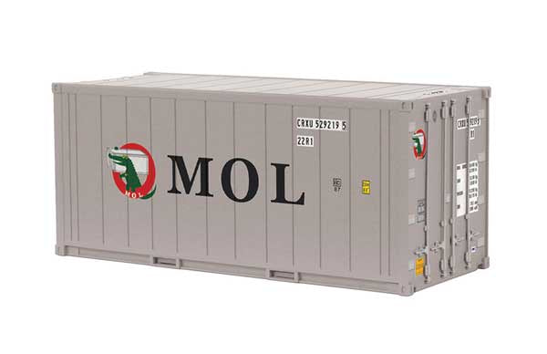 Atlas O 20' Reefer Container - Assembled -- Mitsui OSK MOL (gray, blue, red) #5292277