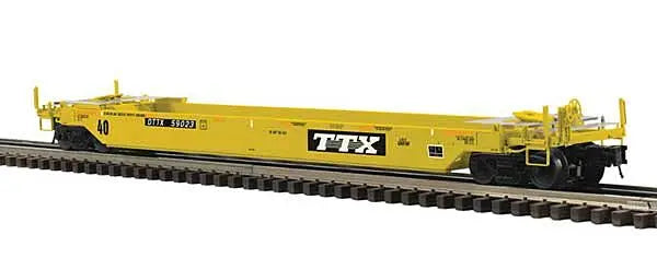 40' Rebuilt Well Car - 3-Rail - Ready to Run - Premier -- TTX DTTX (yellow, black Logo) #59258