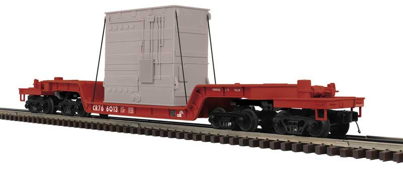 Atlas O 75' Depressed-Center Flatcar w/Transformer - 3-Rail - Ready to Run - Premier -- Conrail (Boxcar Red) #766018