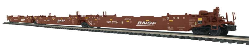 Atlas O Gunderson Maxi-IV 3-Unit Well Car - 3-Rail - Ready to Run - Premier -- BNSF Railway (Boxcar Red, Wedge Logo) #255432