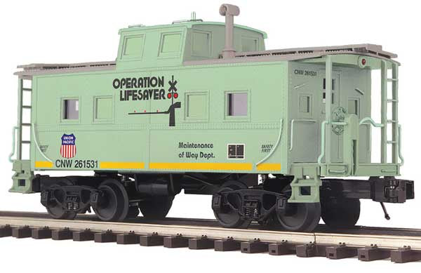 Atlas O Northeast Caboose - 3-Rail - Ready to Run - Premier -- Union Pacific CNW (MOW Green, yellow, Operation Lifesaver Logo)