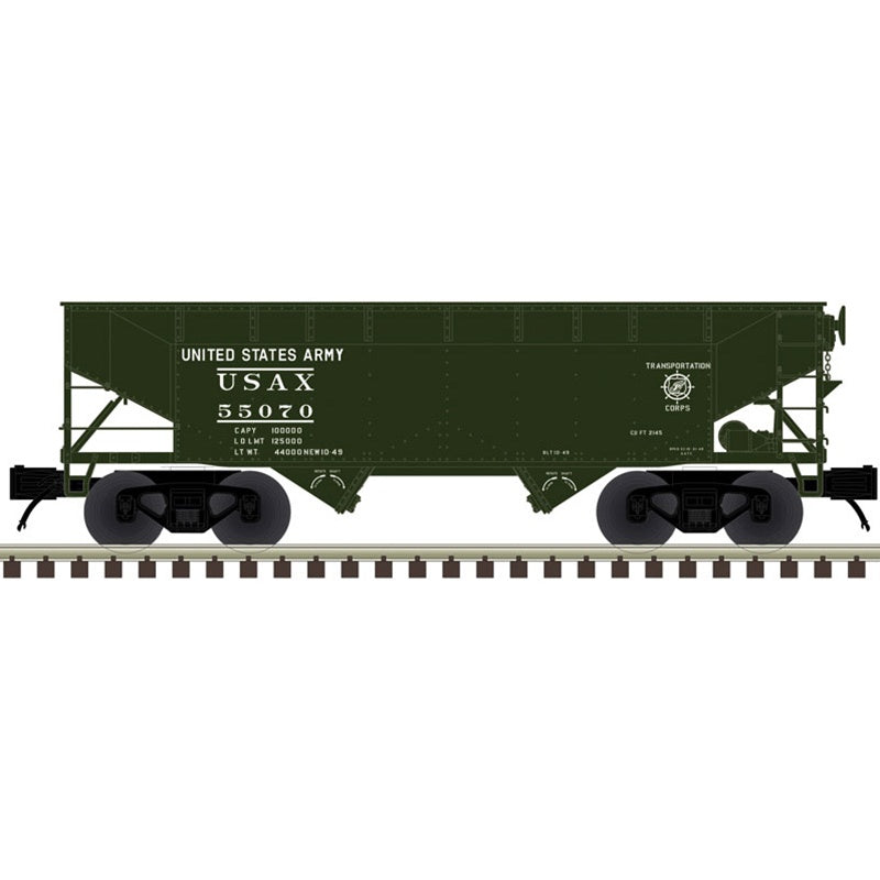 Atlas Premier (3-Rail) O 2-Bay Offset Hopper US Army #55075