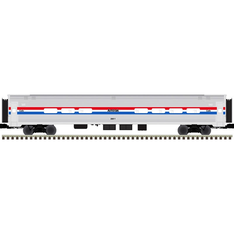 Atlas Premier (3-Rail) O Amfleet Passenger Car 4 Pack - Amtrak Phase III includes: Coach 21015, 21210, 21213; Cafe 20011