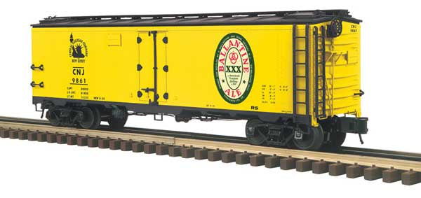 Atlas O 40' Steel Reefer - 3-Rail - Ready to Run - Master -- Central Railroad of New Jersey (yellow, Ballantine Heritage XXX Ale)