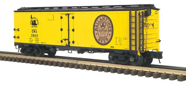 Atlas O 40' Steel Reefer - 3-Rail - Ready to Run - Master -- Central Railroad of New Jersey (yellow, Ballantine Heritage Export Dark)