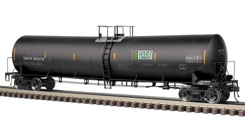 Atlas O Trinity 25,500-Gallon Tank Car - 3-Rail - Ready to Run - Master(R) -- Golden Peanut Company NATX (black, gold, yellow conspicuity marks) #251282