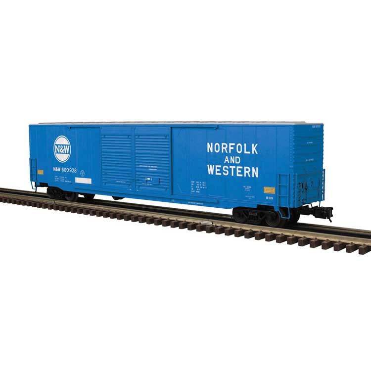 Atlas O ACF 60' Double-Door Auto Parts Boxcar - 3-Rail - Ready to Run - Premier -- Norfolk & Western (blue, white, Hamburger Logo) #600929