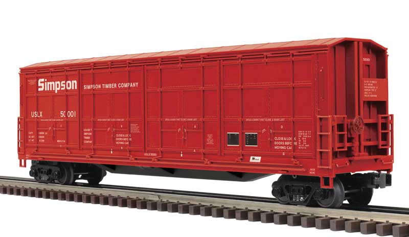 Atlas O Thrall 55' All-Door Boxcar - 3-Rail - Ready to Run - Premier(R) -- Simpson Timber Company (red, white) #50001 - ATO30099801