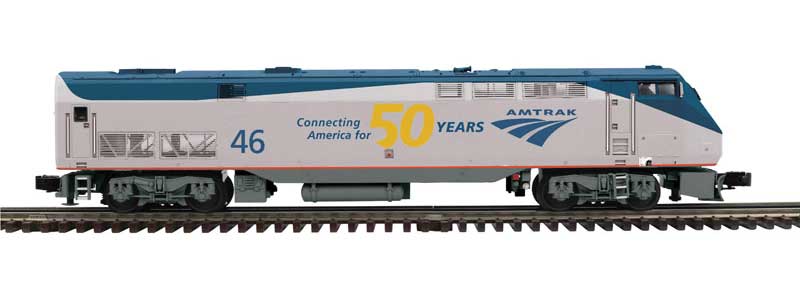 GE P42 Genesis - 3-Rail - Proto-Sound 3.0 - Premier -- Amtrak #46 (50th Anniversary, Phase V, silver, blue, gray)