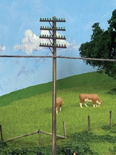 Atlas O Telephone Poles - Assembled -- With 4 Crossarms 6" 15.2cm Tall pkg(6)