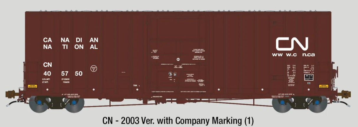 Aurora Miniatures HO Transcona Shops 50' Plate F Boxcar - CN 405750 (2003 Delivery w/ Dots)
