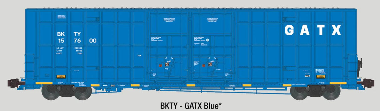 Aurora Miniatures N-Scale Greenbrier 7550 cf 60' Plate F Boxcar - BKTY 157685 (GATX Blue)