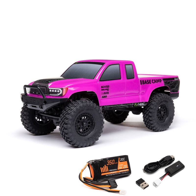 Axial 1219T3 - 1/24 SCX24 Base Camp 4x4 Rock Crawler Brushed RTR - Pink